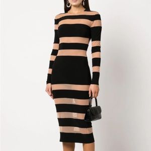 Norma Kamali Spliced dress. Sz small NWT. Black and Nude.